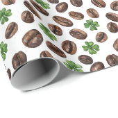 Irish Coffee Beans and Shamrocks Funny Design ラッピングペーパー (ロールコーナー)
