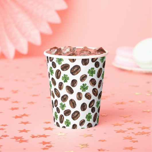 Irish Coffee Beans and Shamrocks Funny Design 紙コップ (インサイチュ)