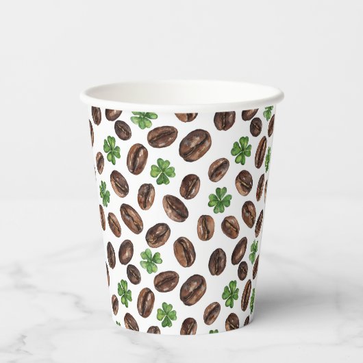 Irish Coffee Beans and Shamrocks Funny Design 紙コップ (裏面)
