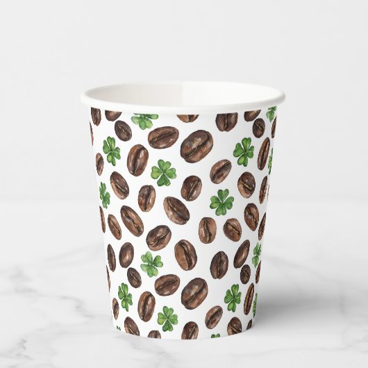 Irish Coffee Beans and Shamrocks Funny Design 紙コップ (左)