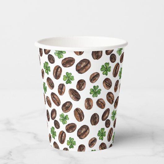 Irish Coffee Beans and Shamrocks Funny Design 紙コップ (正面)