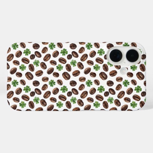 Irish Coffee Beans and Shamrocks Funny Design Case-Mate iPhoneケース (裏面 (横))