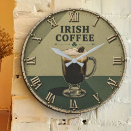 Irish Coffee Celtic Pub Decor ラージ壁時計