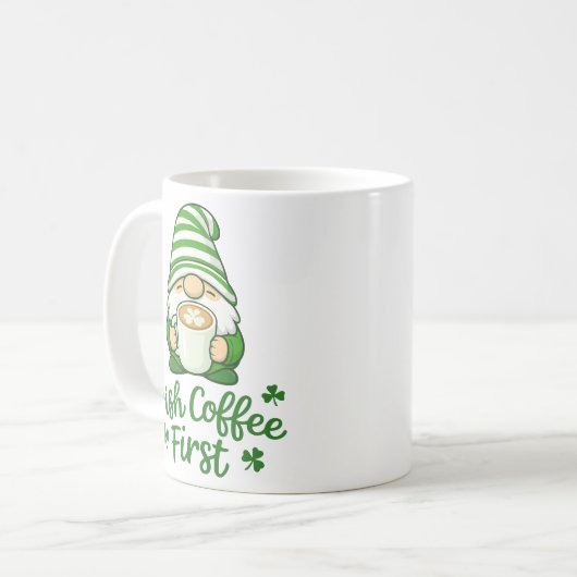 Irish Coffee First Cute Gnome St. Patrick's Day コーヒーマグカップ (正面左)