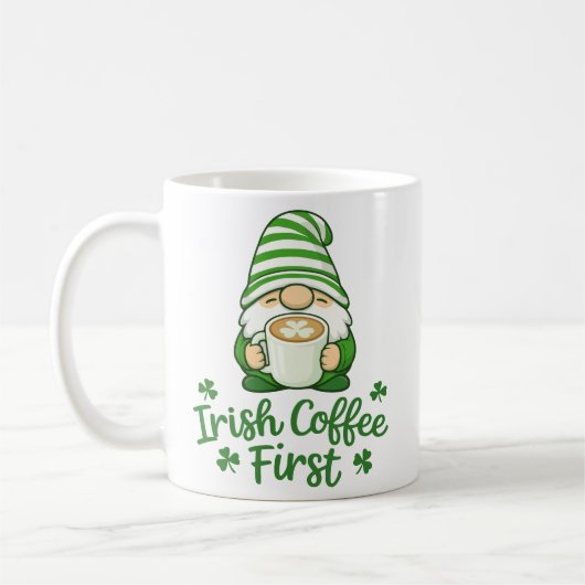 Irish Coffee First Cute Gnome St. Patrick's Day コーヒーマグカップ (左)