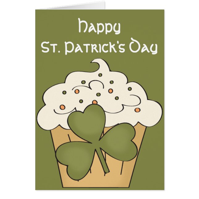 Irish Cupcake Happy St. Patrick's Day Card (正面)