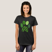 Irish Cute Dog Paw Clovers St Patrick's Day Lucky  Tシャツ (正面フル)