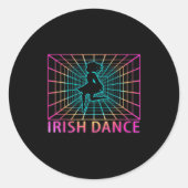 Irish Dance Retro Dancer Gift  ラウンドシール (正面)