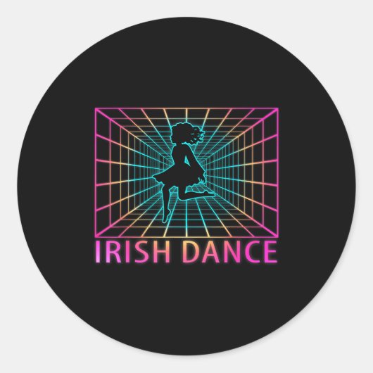 Irish Dance Retro Dancer Gift  ラウンドシール (正面)