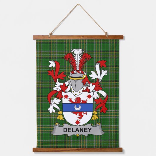 Irish Delaney or O_Delany Coat of Arms Family Cres 吊り下げ型タペストリー (正面)