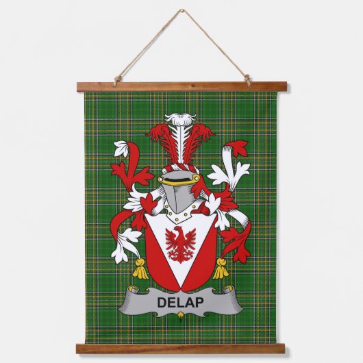 Irish Delap Coat of Arms Family Crest 吊り下げ型タペストリー (正面)