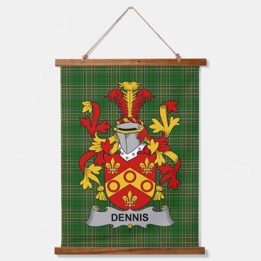 Irish Dennis Coat of Arms Family Crest 吊り下げ型タペストリー (正面)
