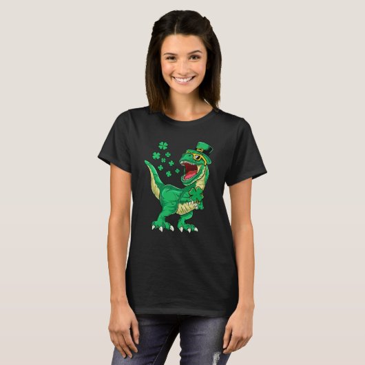 Irish Dinosaur rex Happy St Patrick's Day Toddlers Tシャツ (正面フル)