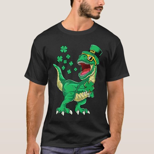 Irish Dinosaur T rex Happy St Patrick's Day Toddle Tシャツ (正面)
