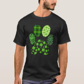 Irish Dog Paw Clovers St Patricks Day Leopard Plai Tシャツ (正面)