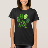 Irish Dog Paw Clovers St Patricks Day Leopard Plai Tシャツ (正面)