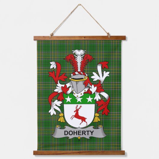 Irish Doherty or O_Doherty Coat of Arms Family Cre 吊り下げ型タペストリー (正面)