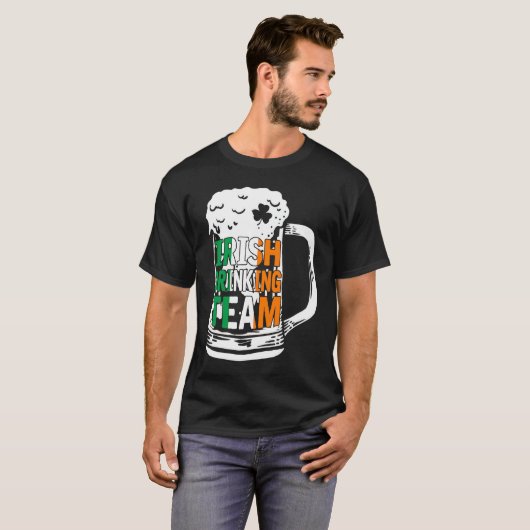 Irish Drinking Team Beer  Ireland Flag Patrick's D Tシャツ (正面フル)