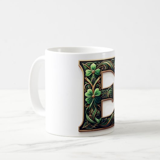 Irish E Monogram Coffee Cup コーヒーマグカップ (正面左)