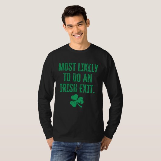 Irish Exit And Shamrock St Patrick's Day Tシャツ (正面フル)