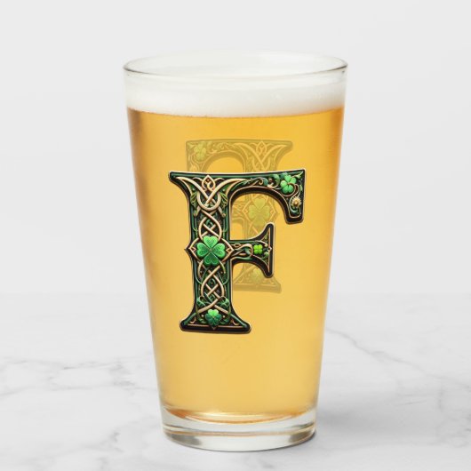 Irish F Monogram Pint Glass タンブラーグラス (ドリンク正面)