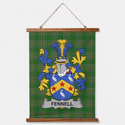 Irish Fennell or O_Fennell Coat of Arms Family Cre 吊り下げ型タペストリー (正面)