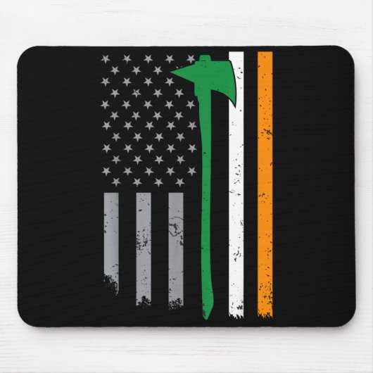 Irish Firefighter American Flag Cool St Patricks D マウスパッド (正面)