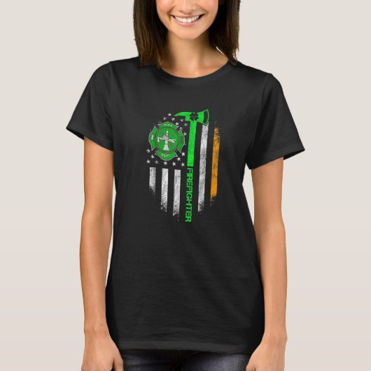 Irish Firefighter St Patricks Day Shirt Fireman Pr Tシャツ (正面)