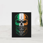 Irish Flag Bearded Skull Head Saint Patrick's Day  カード (正面)