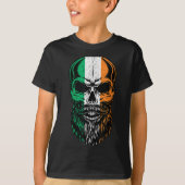 Irish Flag Bearded Skull Head Saint Patrick's Day  Tシャツ (正面)