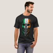 Irish Flag Bearded Skull Head Saint Patrick's Day Tシャツ (正面フル)