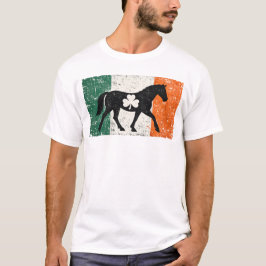 Irish Flag Horse with Shamrock Vintage Art Tシャツ