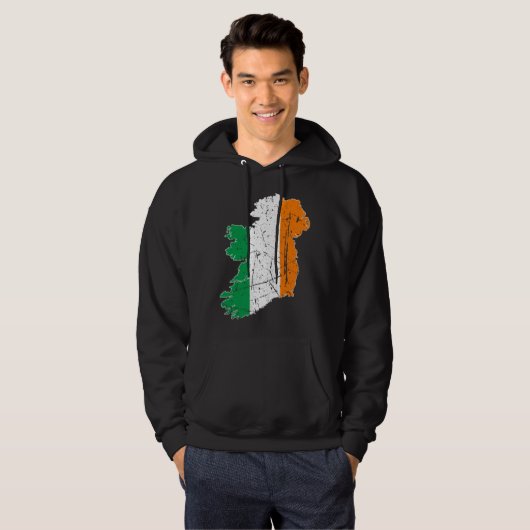 Irish Flag Map Souvenir Distressed Ireland Adults  パーカ (正面フル)