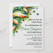 Irish Flag Ribbon Shamrock Green White Orange  招待状 (正面)
