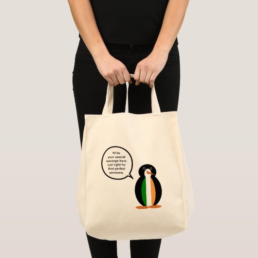 Irish Flag Talking Ms. Penguin  トートバッグ (正面(商品))
