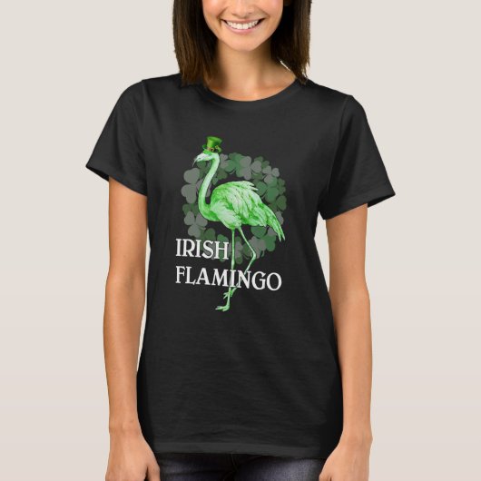 Irish Flamingo Shamrock Lucky Leaf Outfit for Patr Tシャツ (正面)