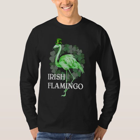 Irish Flamingo Shamrock Lucky Leaf Outfit for Patr Tシャツ (正面)