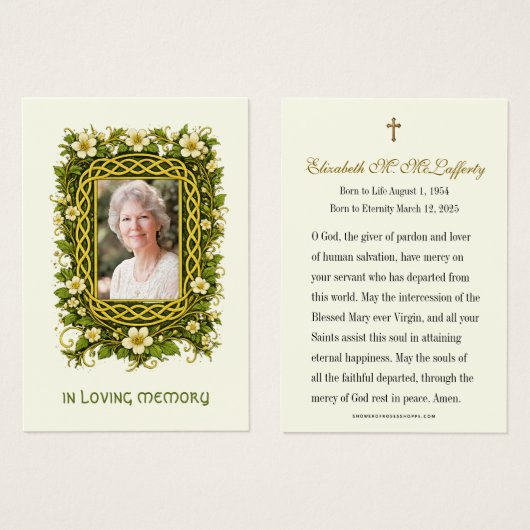 Irish Floral Celtic Memorial In Loving Memory (正面&裏面)