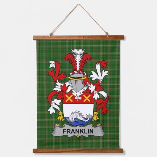 Irish Franklin Coat of Arms Family Crest 吊り下げ型タペストリー (正面)
