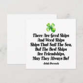 Irish Friendship Ships Proverb Four Leaf Clover  (正面/裏面)