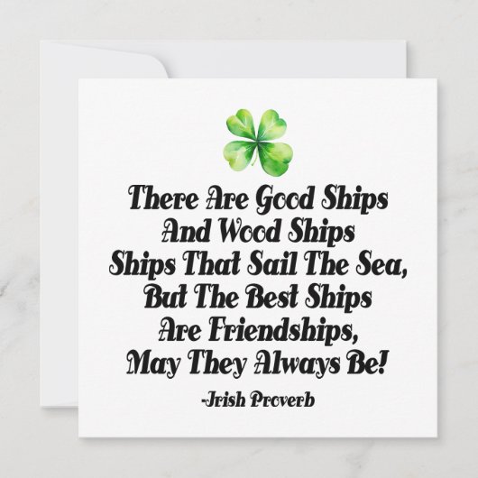 Irish Friendship Ships Proverb Four Leaf Clover  (正面)