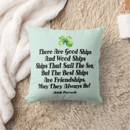 Irish Friendship Ships Proverb Four Leaf Clover  クッション