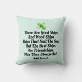 Irish Friendship Ships Proverb Four Leaf Clover  クッション (正面)
