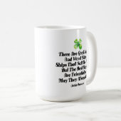 Irish Friendship Ships Proverb Four Leaf Clover コーヒーマグカップ (正面右)
