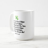 Irish Friendship Ships Proverb Four Leaf Clover コーヒーマグカップ (正面左)