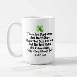 Irish Friendship Ships Proverb Four Leaf Clover コーヒーマグカップ