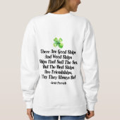 Irish Friendship Ships Proverb Four Leaf Clover  スウェットシャツ (裏面)