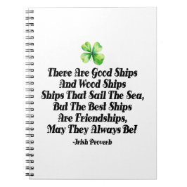 Irish Friendship Ships Proverb Four Leaf Clover  ノートブック