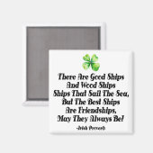 Irish Friendship Ships Proverb Four Leaf Clover  マグネット (正面/裏面)