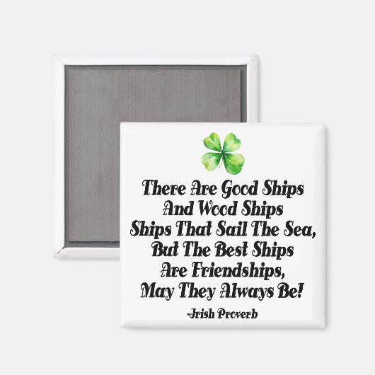 Irish Friendship Ships Proverb Four Leaf Clover  マグネット (正面/裏面)